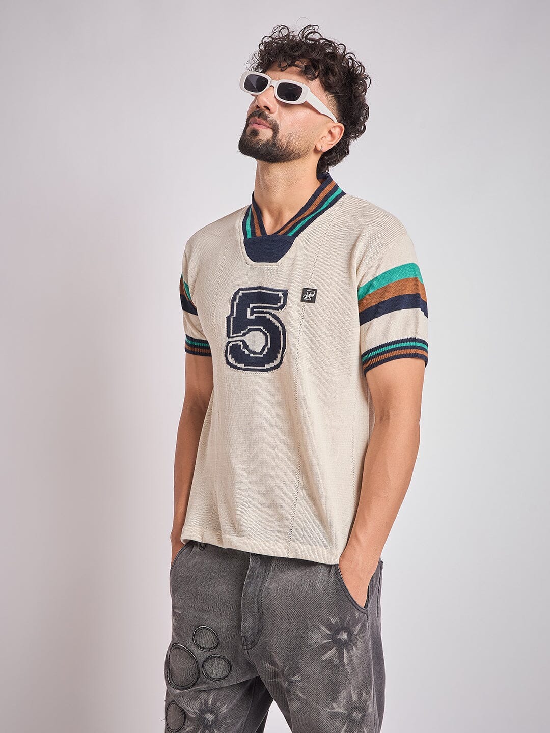 Cream Vintage Sports Knitted Jersey - Image 5
