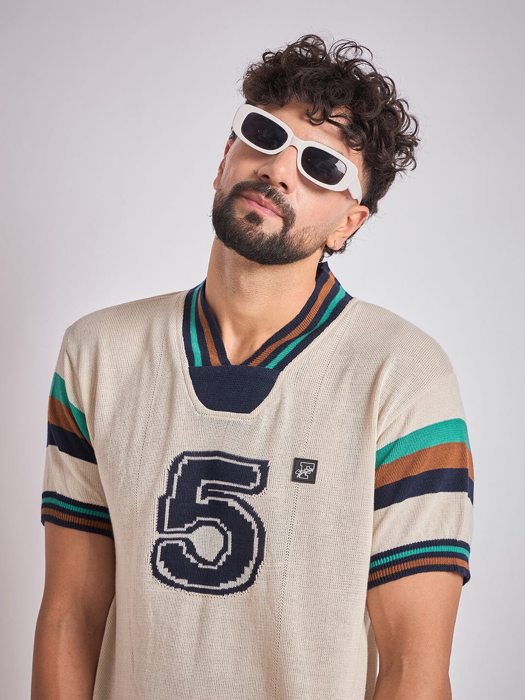Cream Vintage Sports Knitted Jersey - Image 7