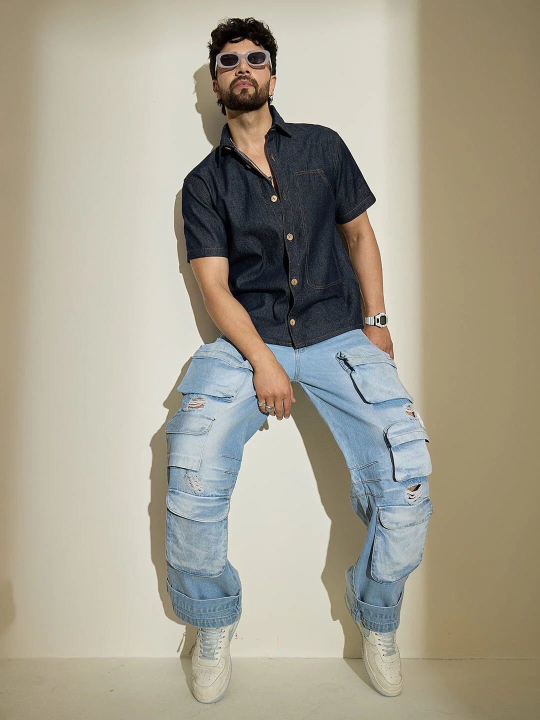 Dark Wash Carpenter Denim Shirt - Image 6