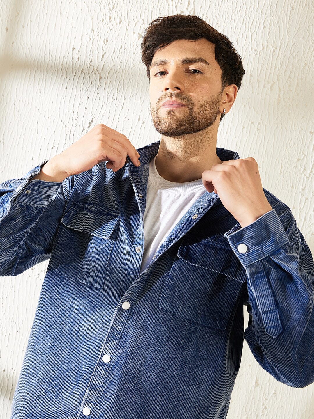 Denim Washed Cord Shacket - Image 7