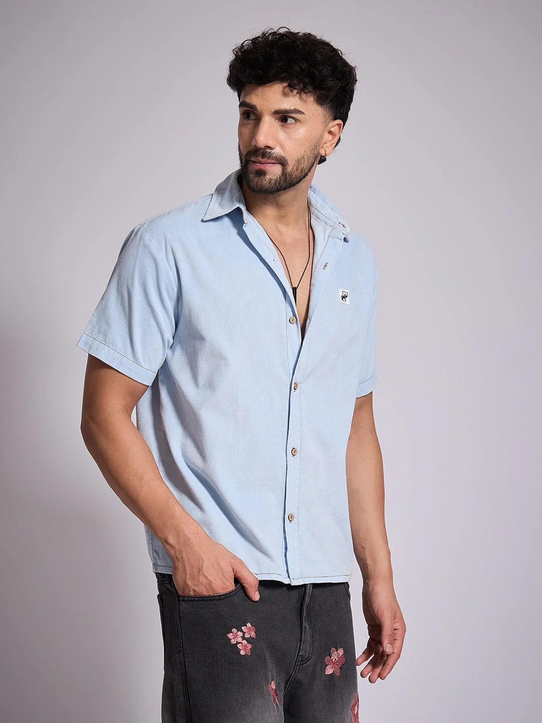 Denim Washed Corduroy Shirt - Image 7