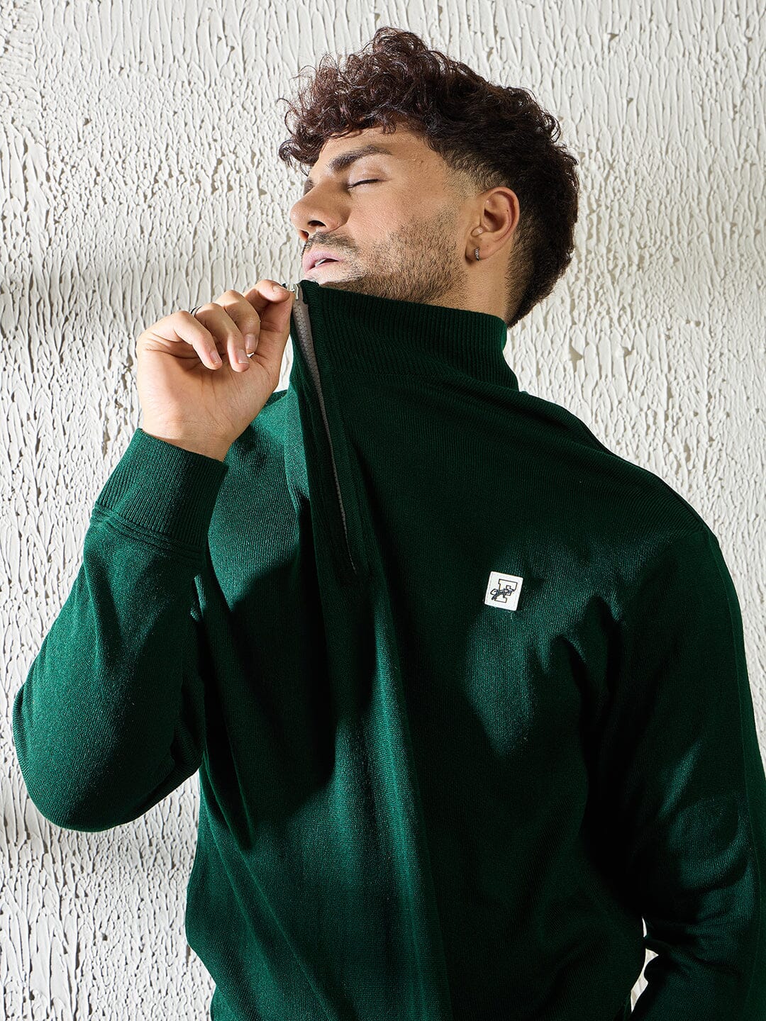 Green Turtleneck Quarter Zip Sweater - Image 5