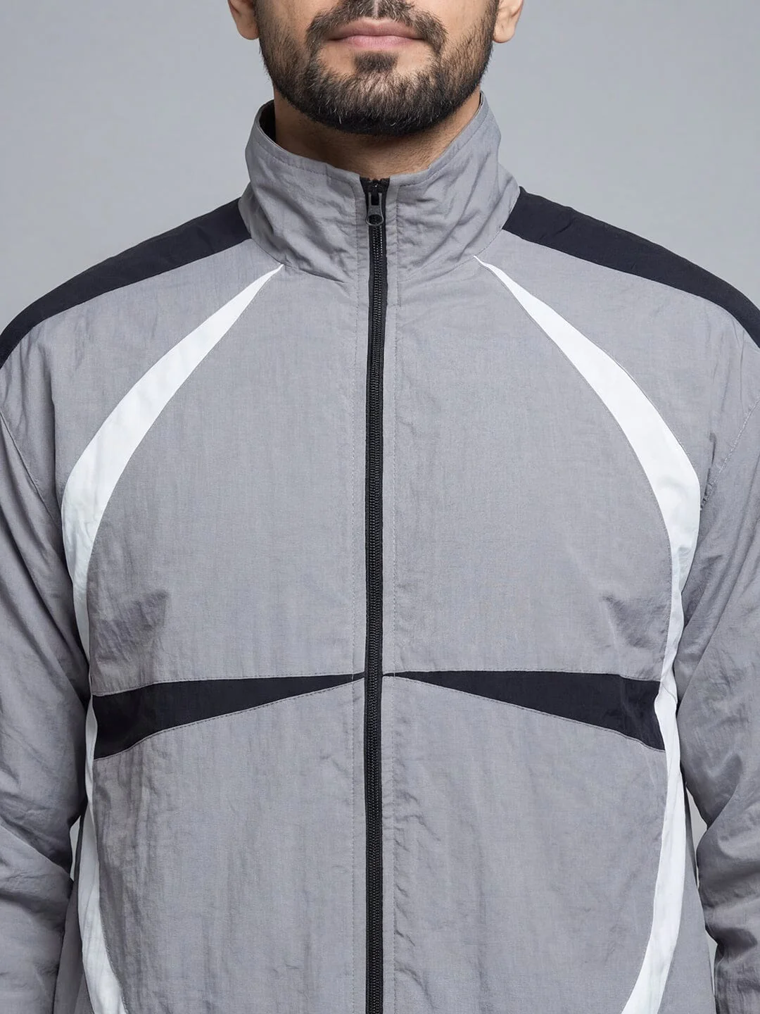 Grey Cut and Sew Windbreaker Jacket - Image 3