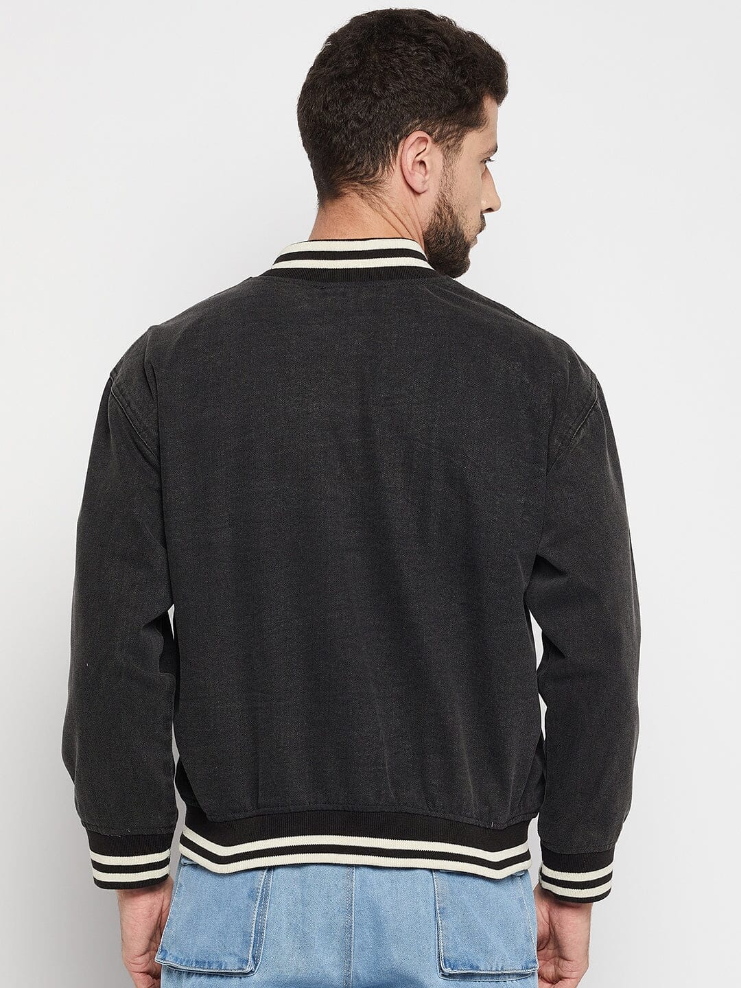 Grey Denim Varsity Jacket - Image 5
