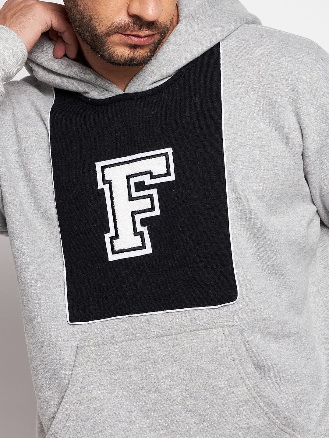 Grey Fleece Varsity Oversized Hooded Sweatshirt - Image 5