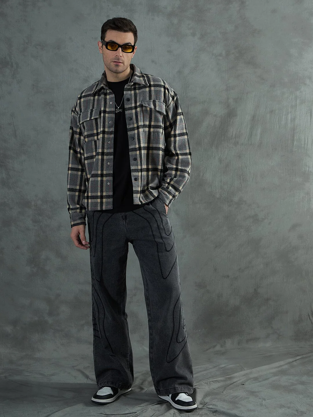 Grey Plaid Woollen OverShirt - Image 4