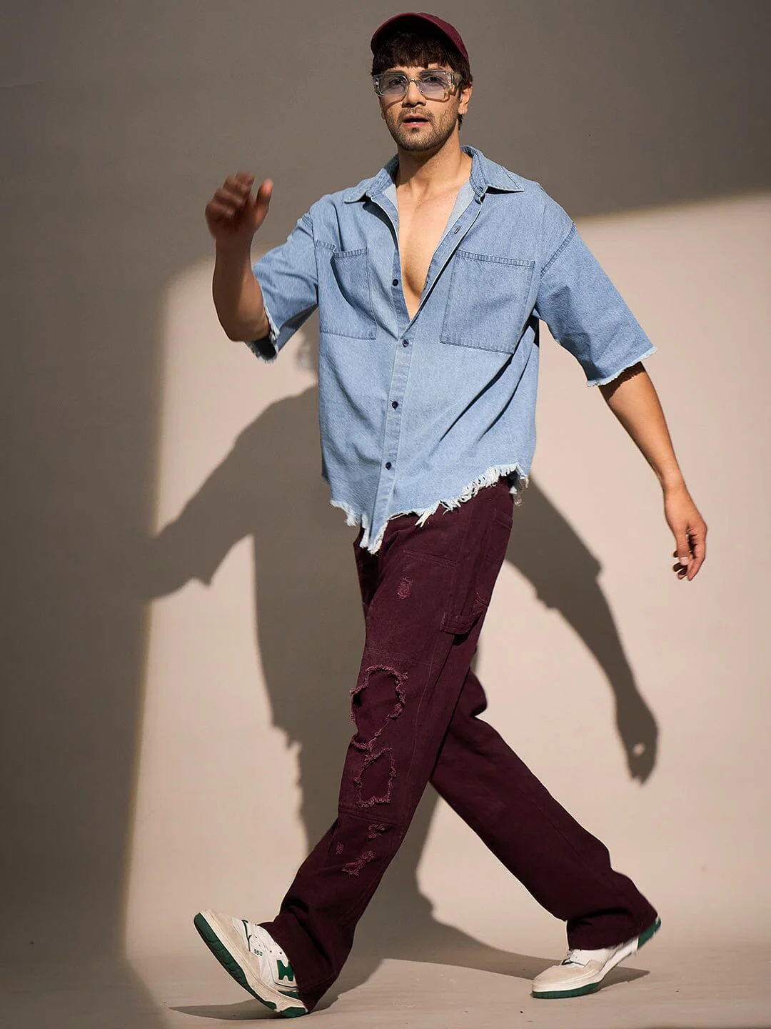 Ice Damaged Hem Short Sleeve Oversized Shirt - Image 7