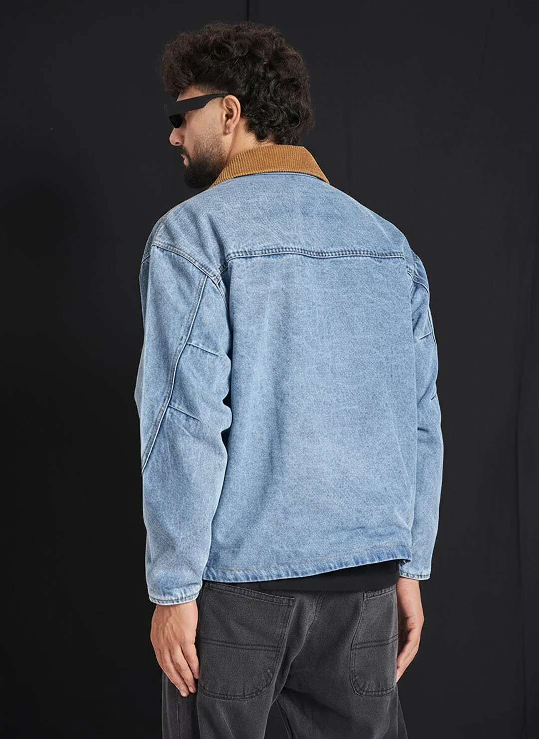 Ice Lineart Embriodery Harrington Denim Jacket - Image 4