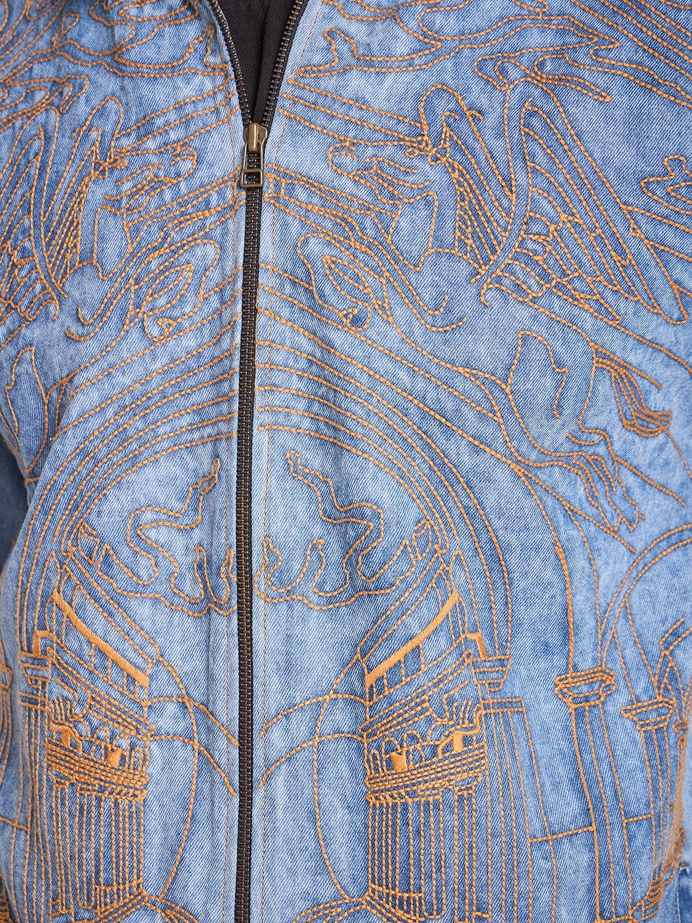 Ice Lineart Embriodery Harrington Denim Jacket - Image 6