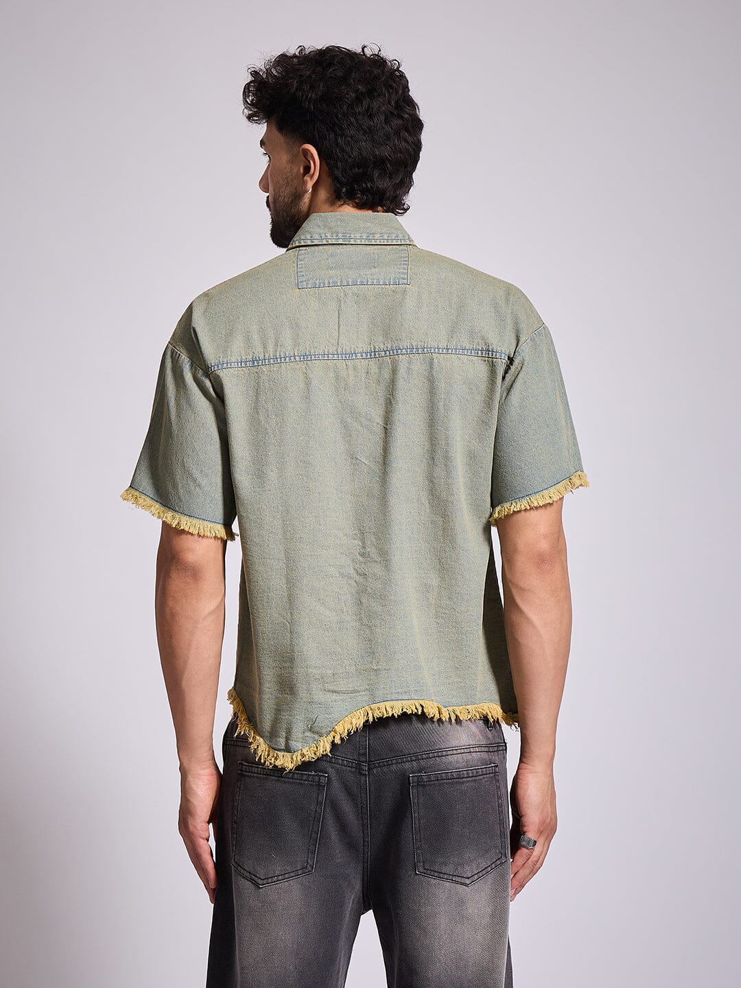 Indigo Tinted Raw Edge Shirt - Image 5