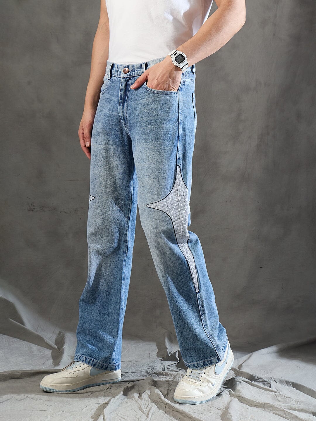 Indigo Y2K Embroidery Straight Fit Denim - Image 3