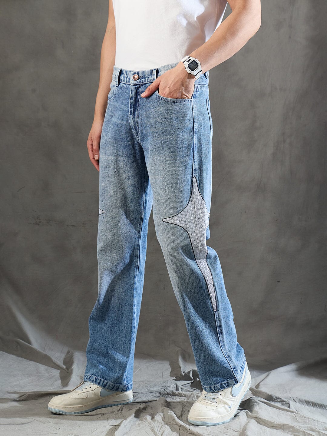 Indigo Y2K Embroidery Straight Fit Denim - Image 4