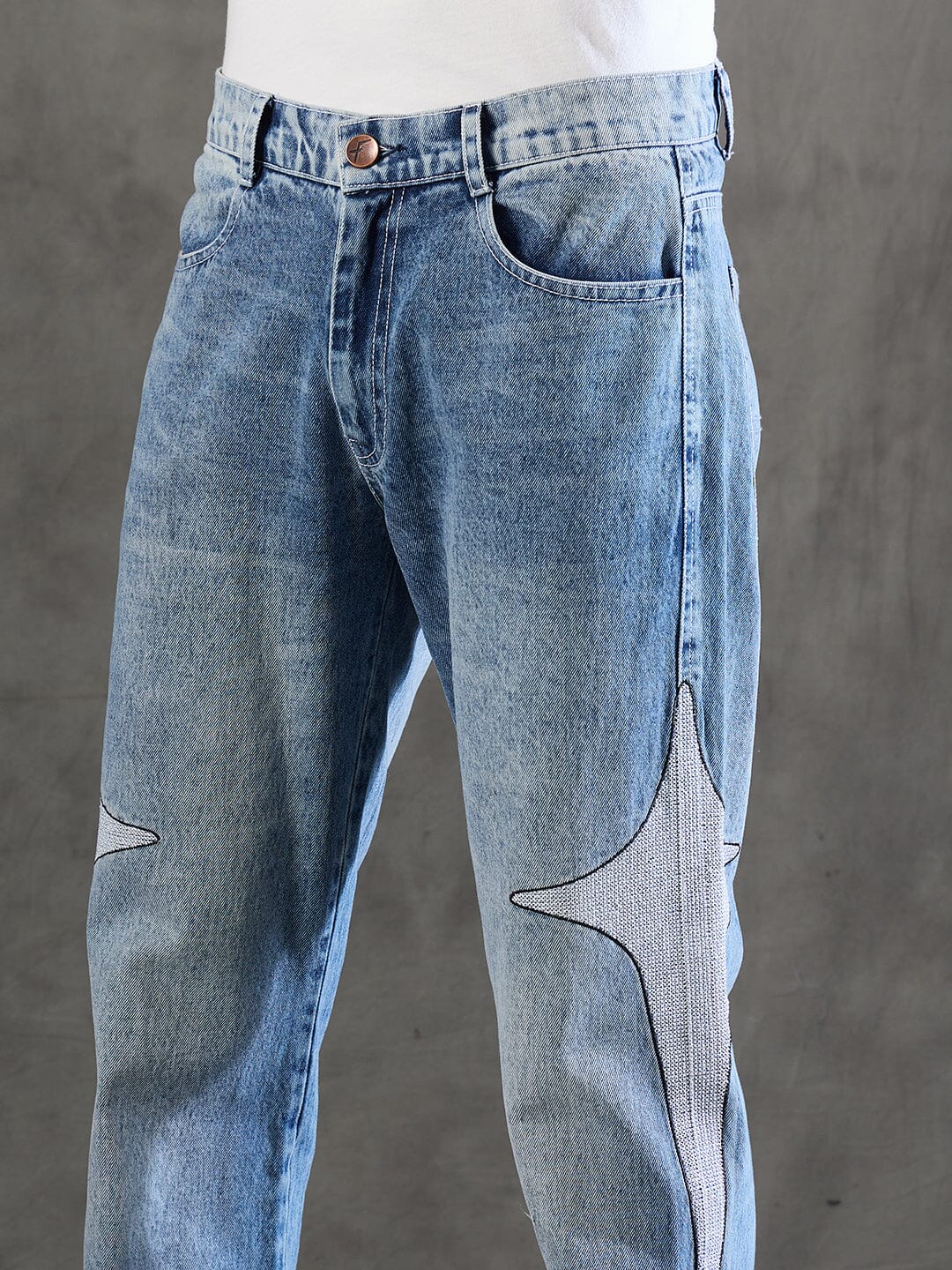 Indigo Y2K Embroidery Straight Fit Denim - Image 5