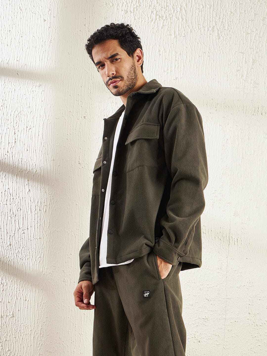 Khaki Polar Fleece Shacket - Image 4