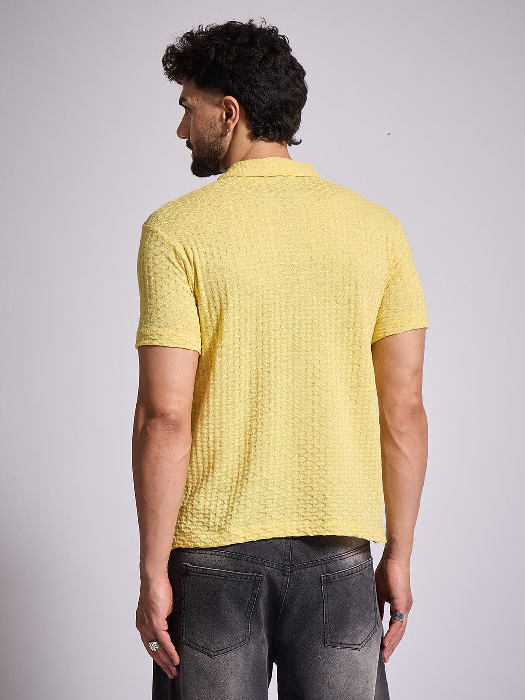 Lemon Textured Knitted Polo Tshirt - Image 5