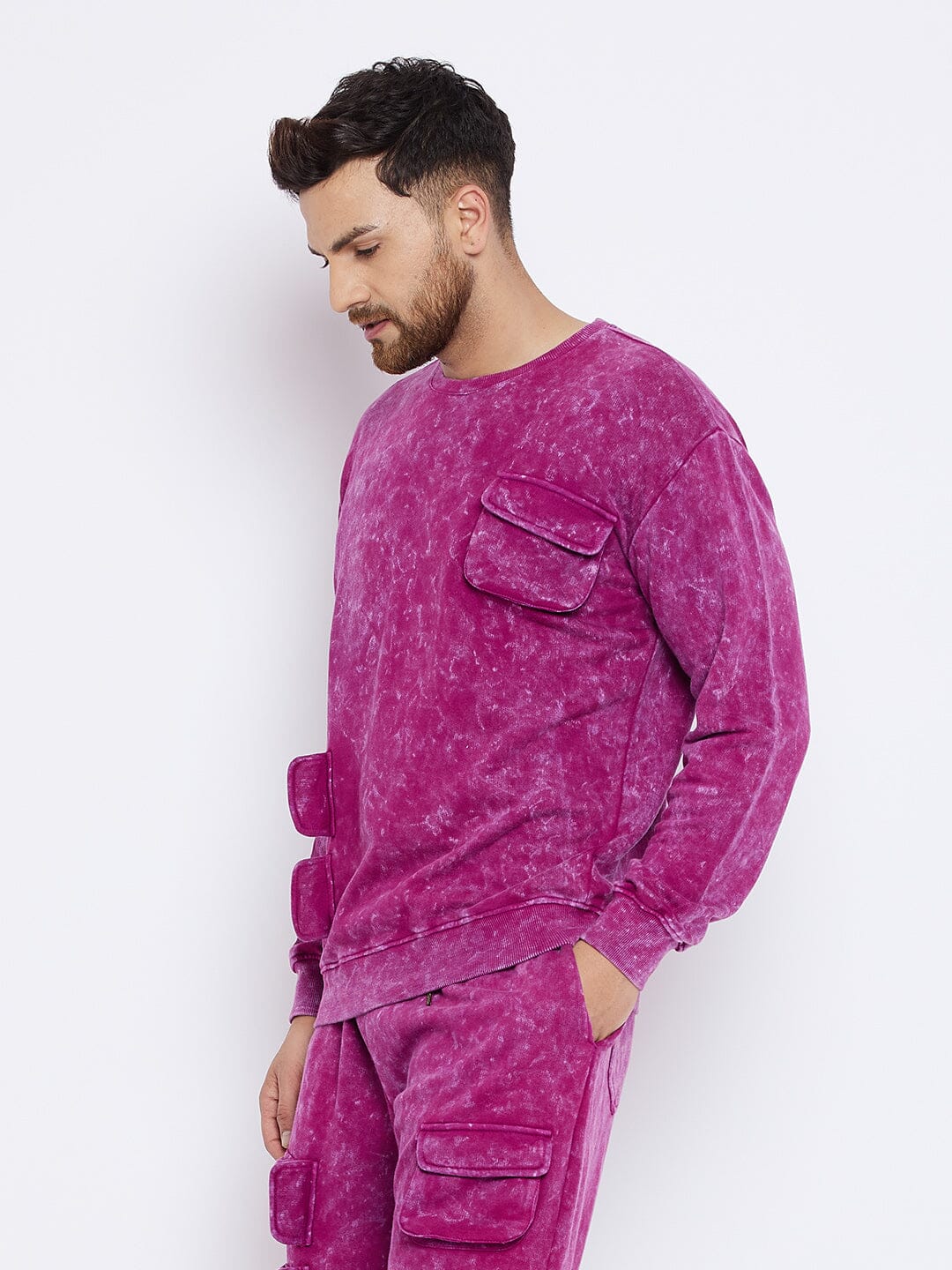 Magenta Washed Oversized Sweatshirt - Image 5