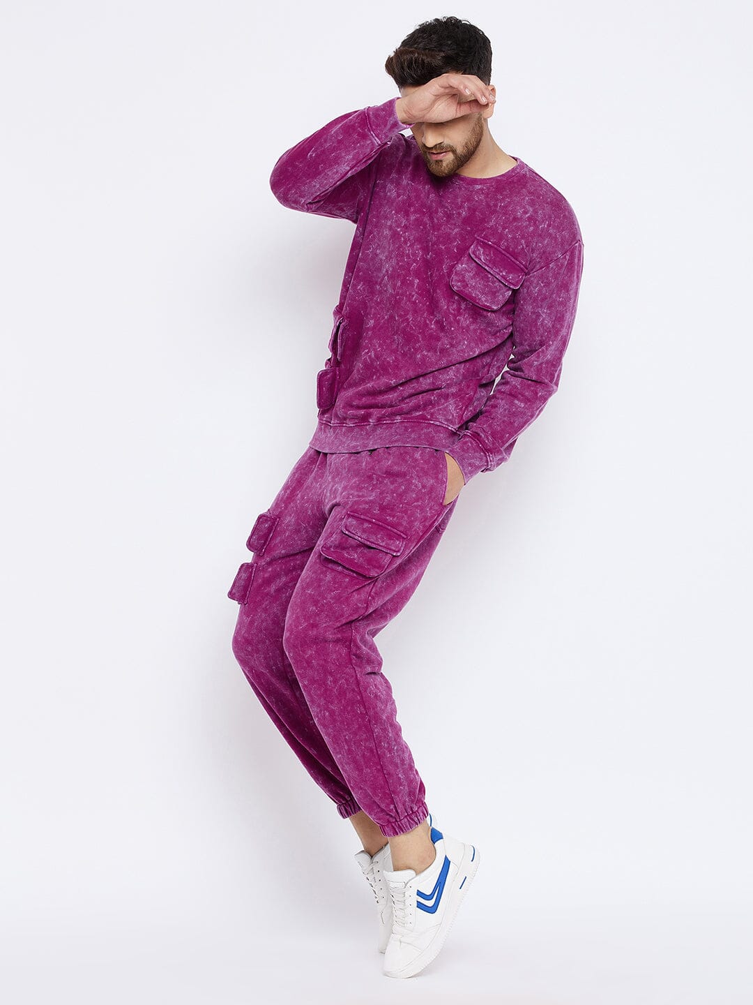 Magenta Washed Oversized Sweatshirt - Image 7