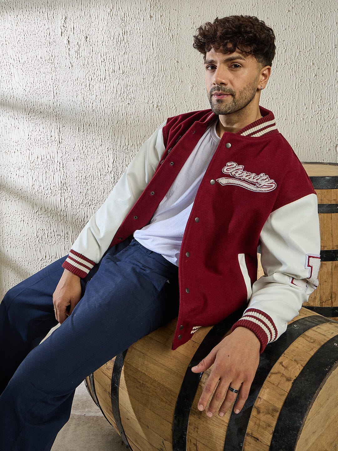 Maroon Statement Woollen Varsity Jacket - Image 6