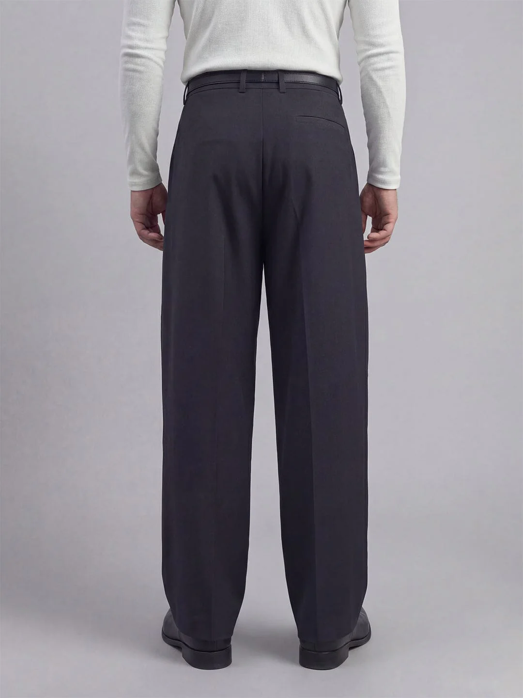 Midnight Grey Pleated Korean Trousers - Image 4