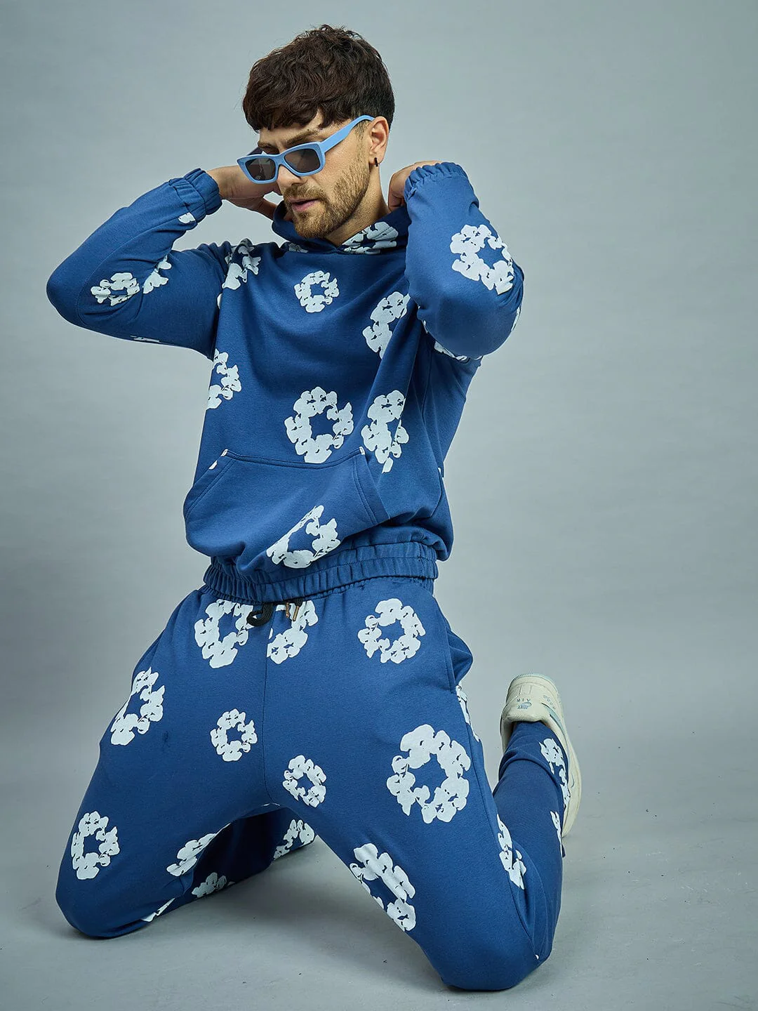 Navy Floral Boot Cut Trackpants - Image 5