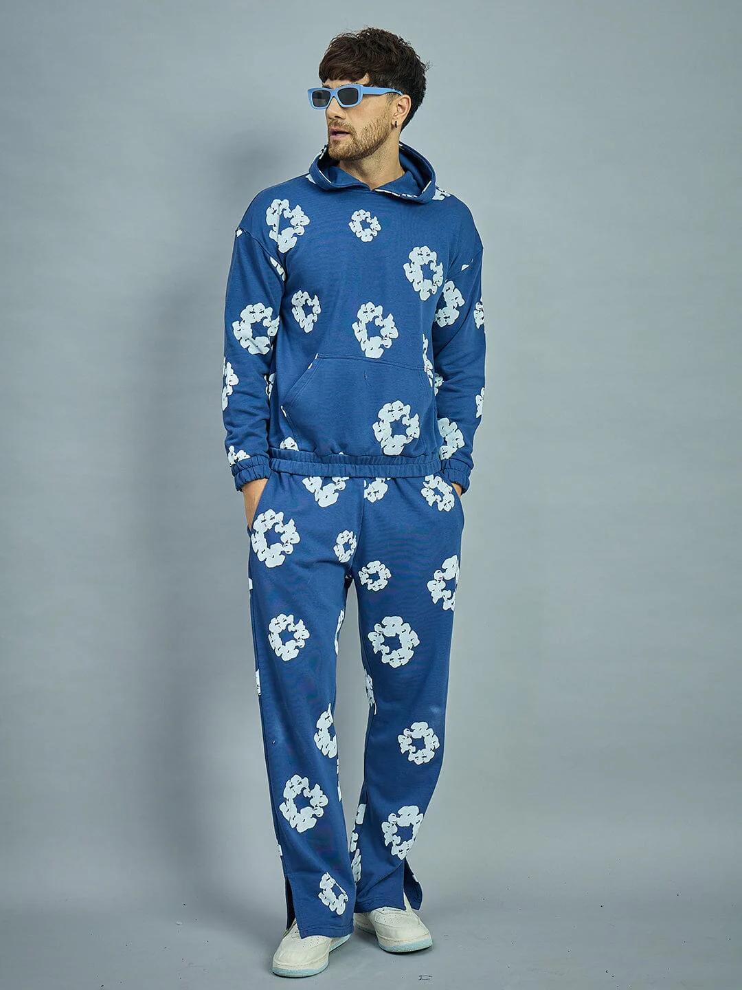 Navy Floral Boot Cut Trackpants - Image 6