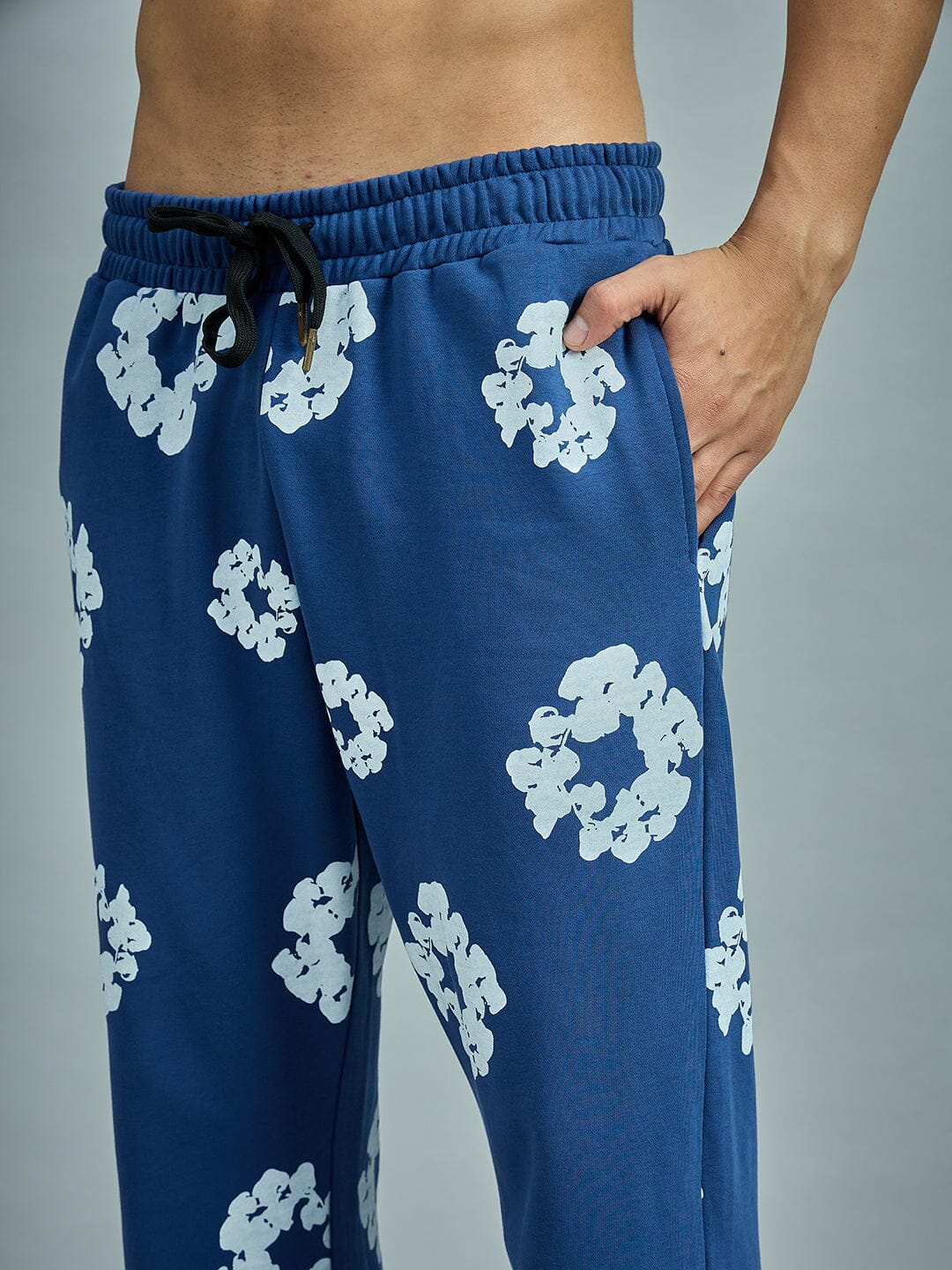 Navy Floral Boot Cut Trackpants - Image 7