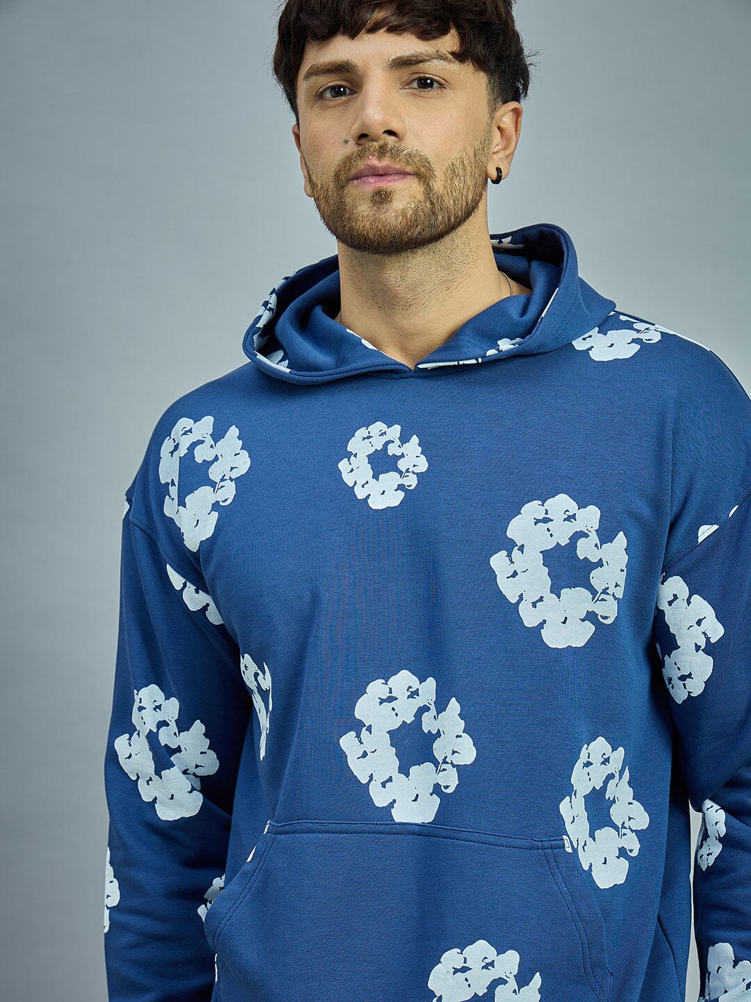 Navy Floral Oversized Hoodie - Image 4