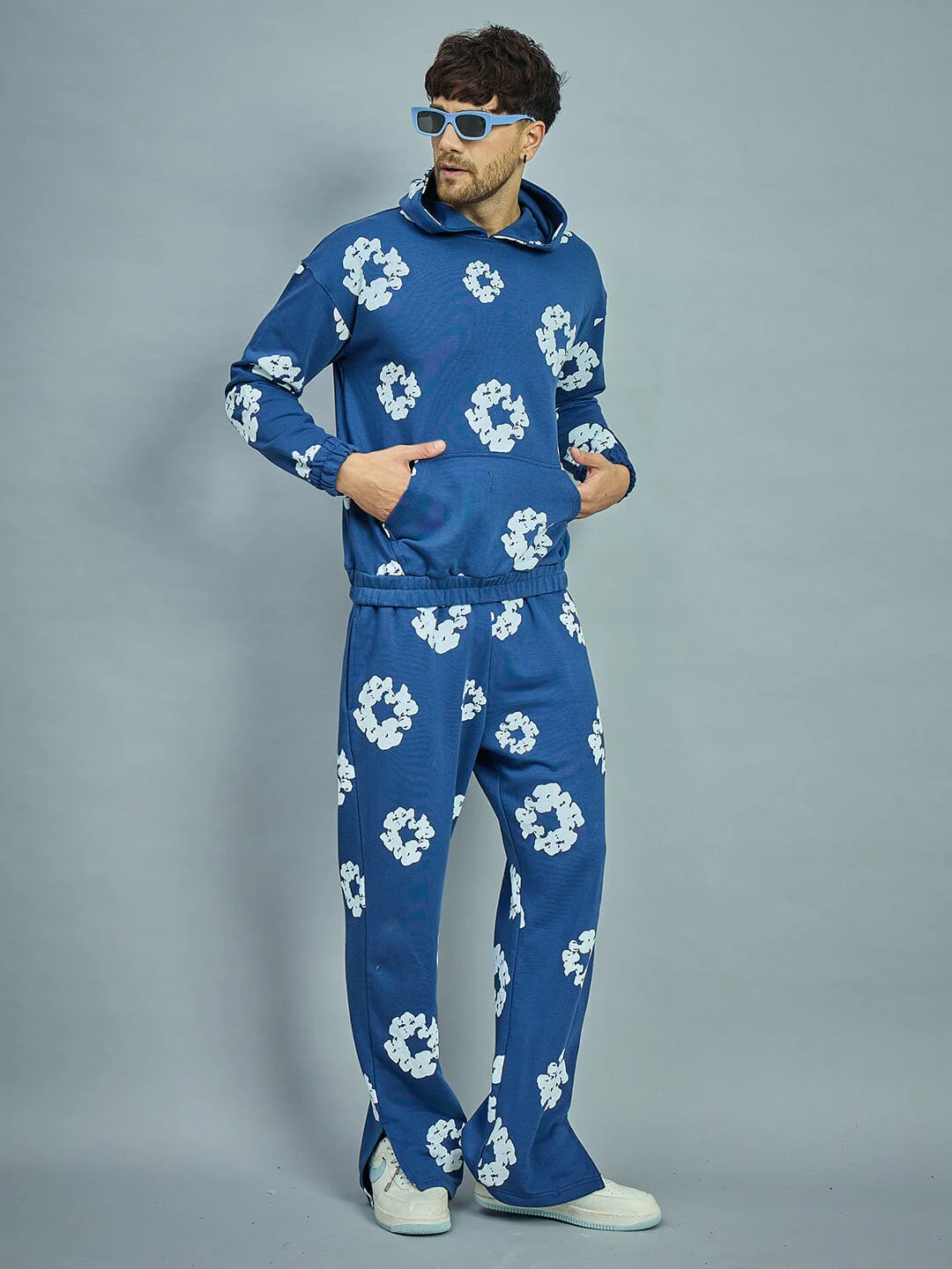 Navy Floral Oversized Hoodie - Image 5
