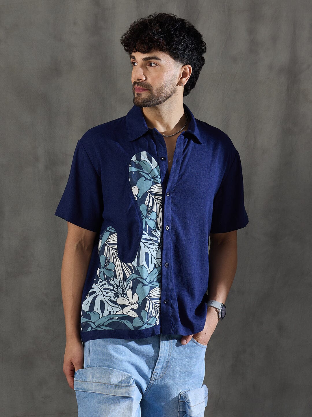 Navy Linen Cut and Sew Shirt - Image 2
