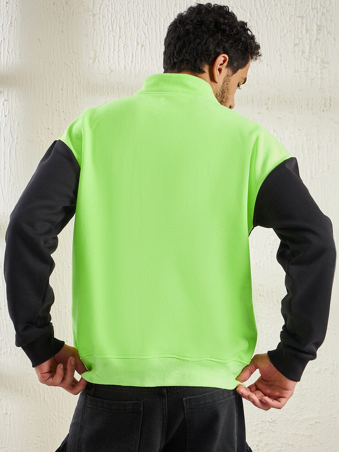 Neon And Black Oversized Cut Sew Sweatshirt - Image 4