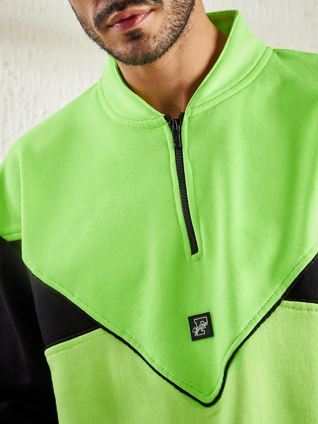 Neon And Black Oversized Cut Sew Sweatshirt - Image 5