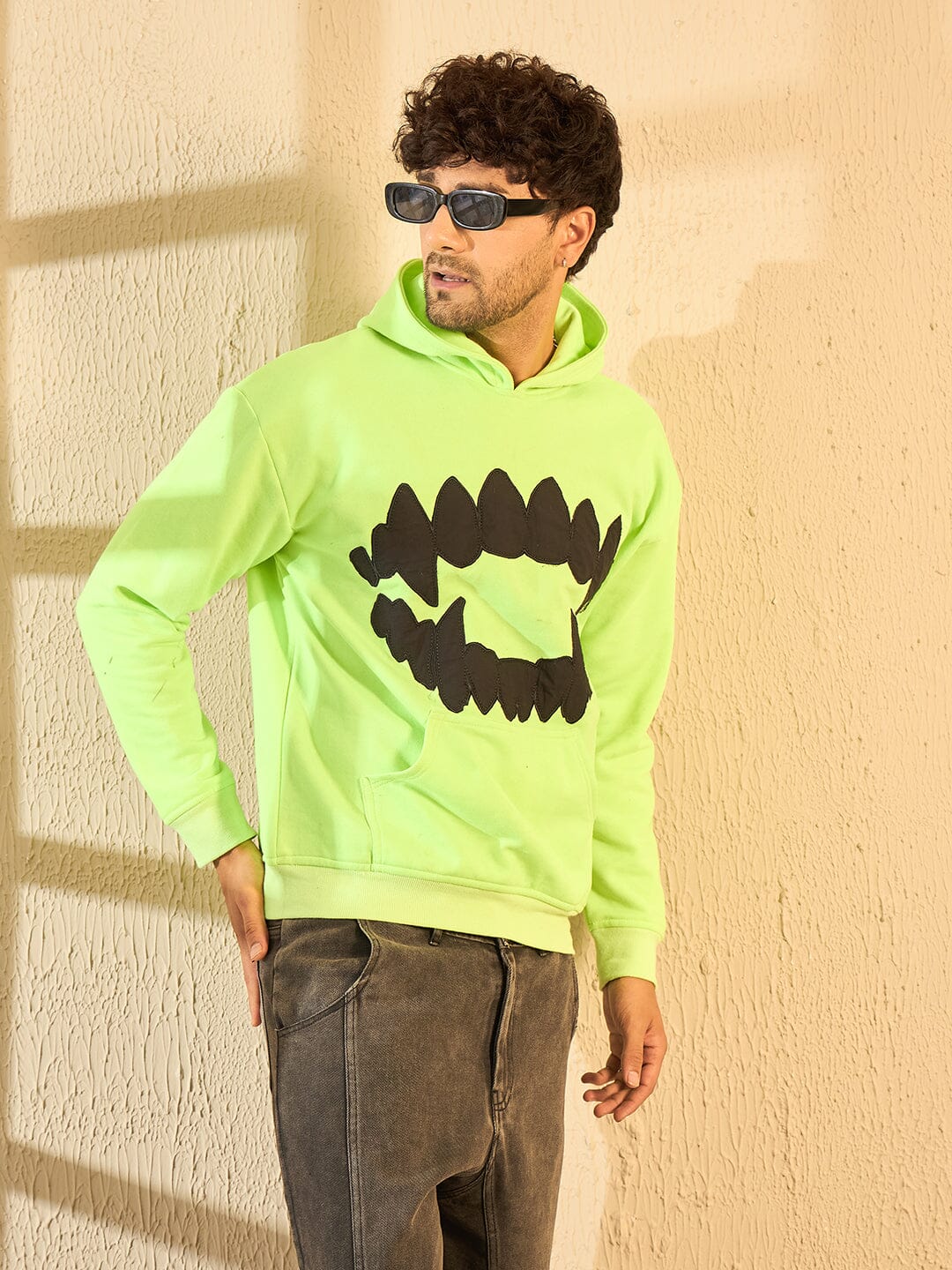 Neon Fangs Embroidery Oversized Hoodie - Image 2