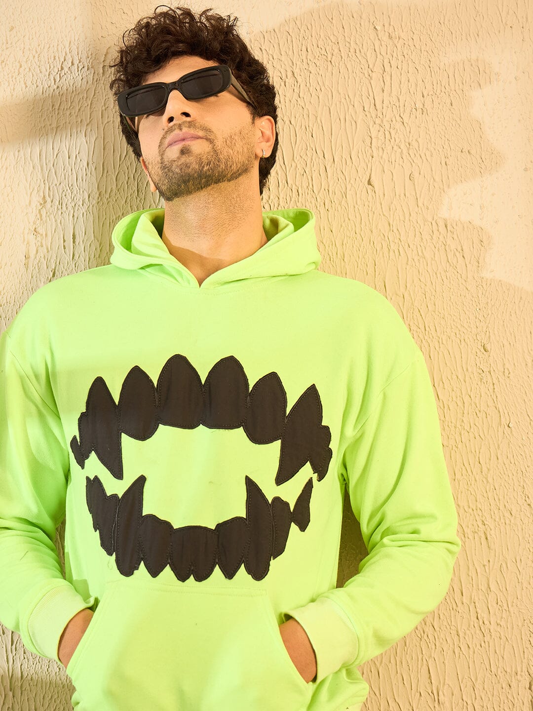 Neon Fangs Embroidery Oversized Hoodie - Image 4