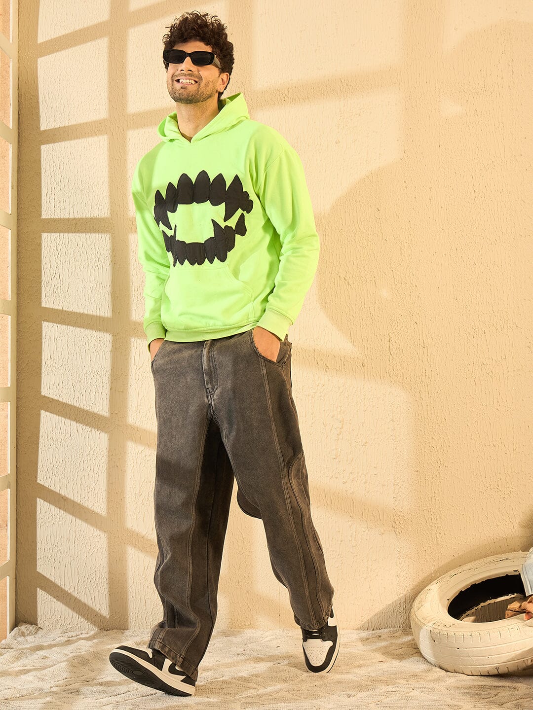 Neon Fangs Embroidery Oversized Hoodie - Image 5
