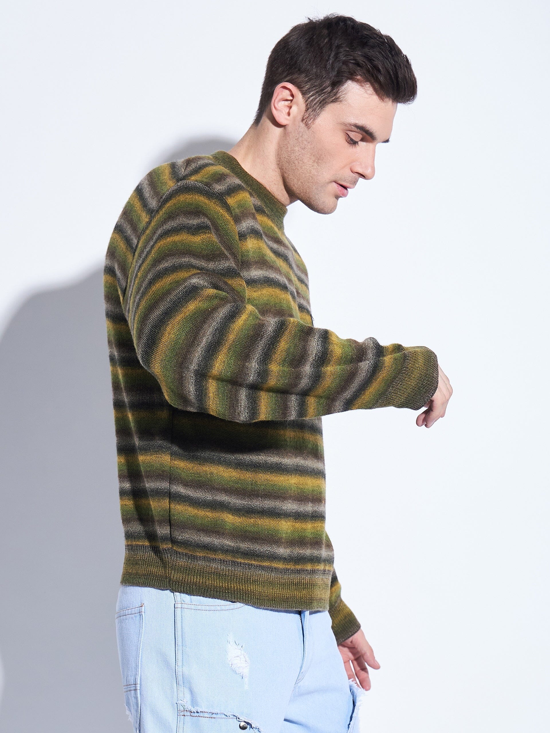 Olive Striped Oversized Sweater - Image 6