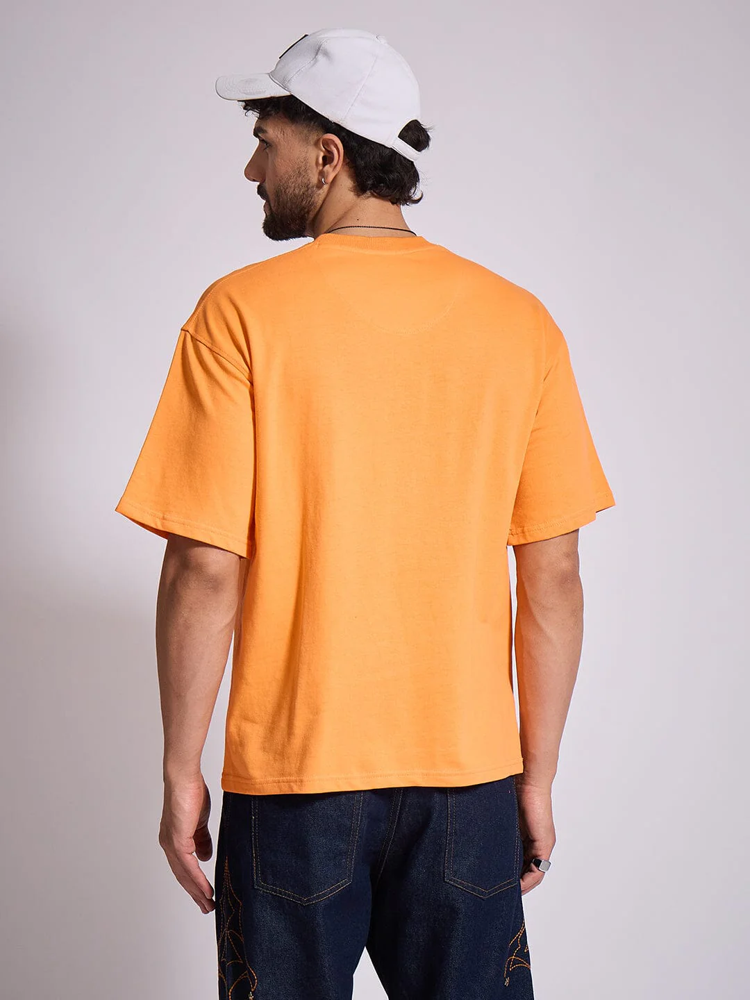 Orange Oversized Embroidery Tshirt - Image 4