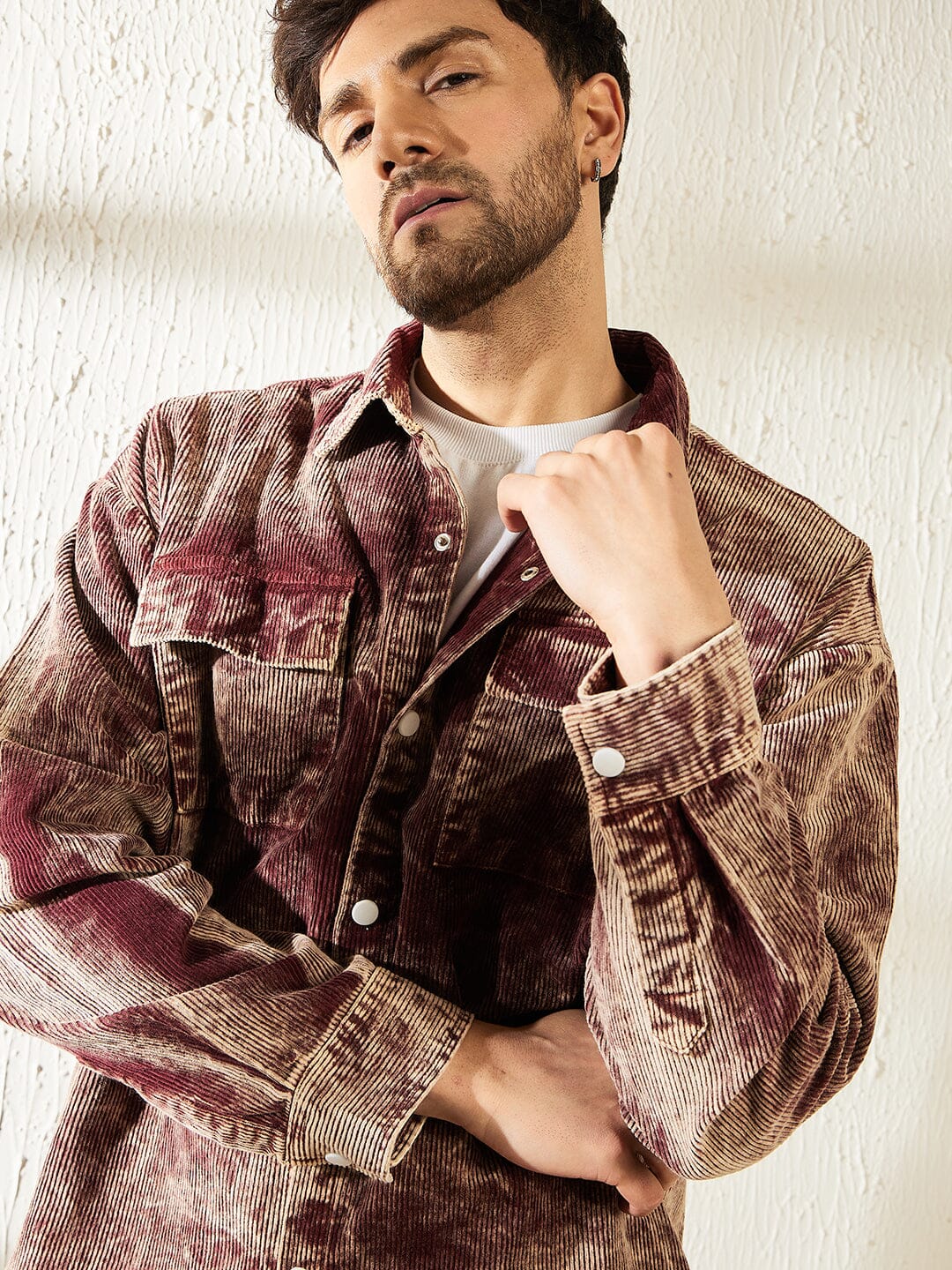Oxblood Acid Dyed Corduroy Shacket - Image 8
