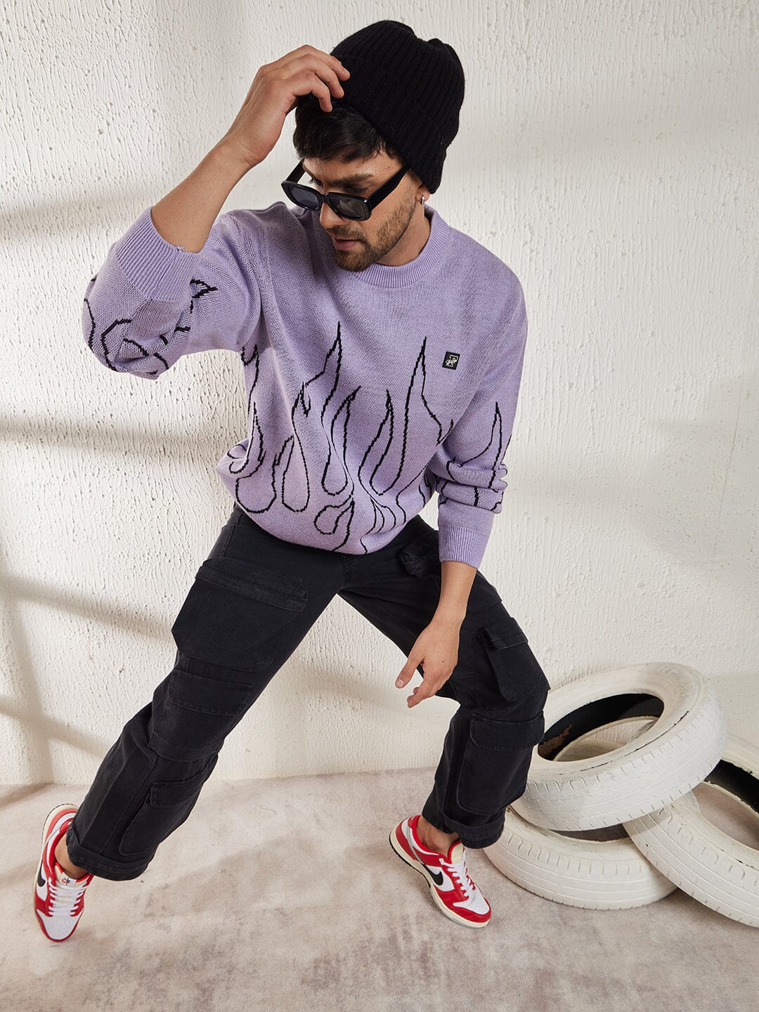 Plum Flames Oversized Sweater - Image 6