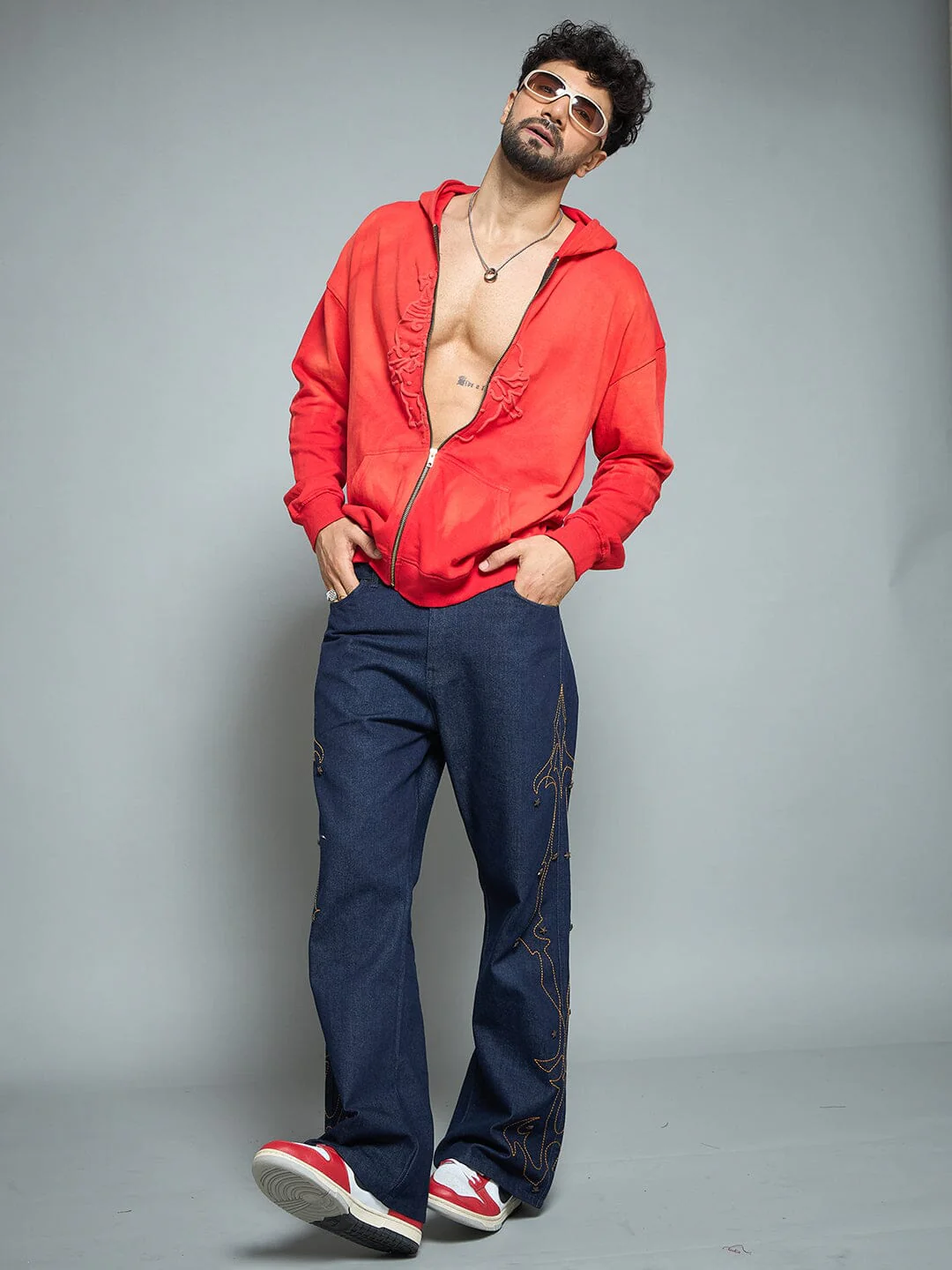 Red Washed Birthday Boy Zipped Hooded Sweatshirt - Image 3