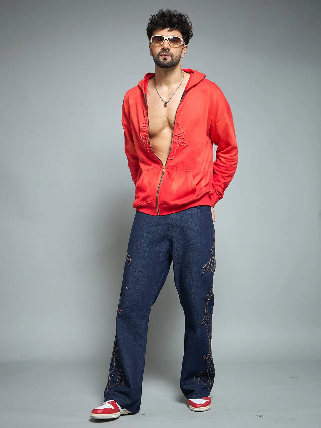 Red Washed Birthday Boy Zipped Hooded Sweatshirt - Image 4