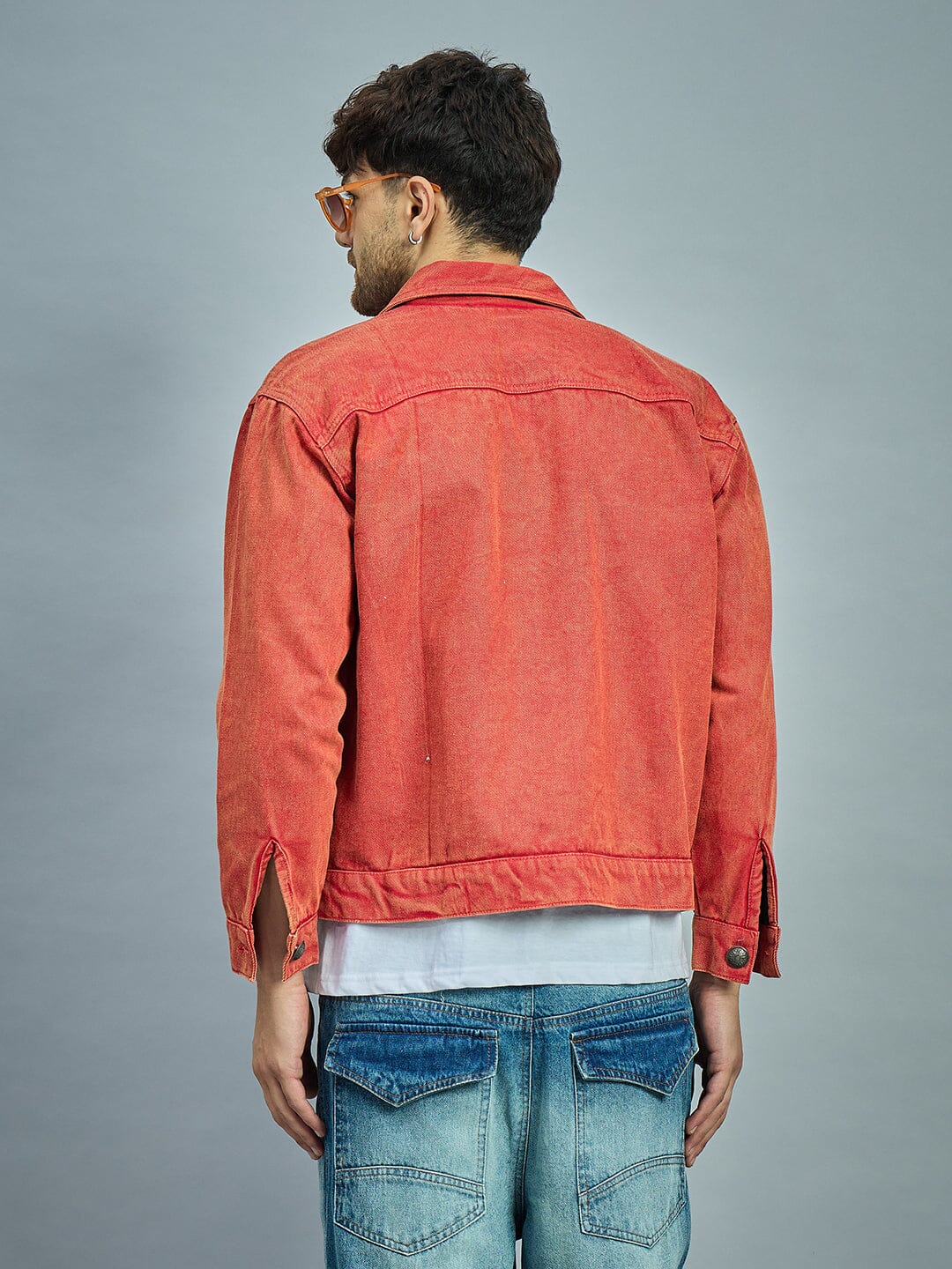 Rust Dye Cropped Denim Jacket - Image 3