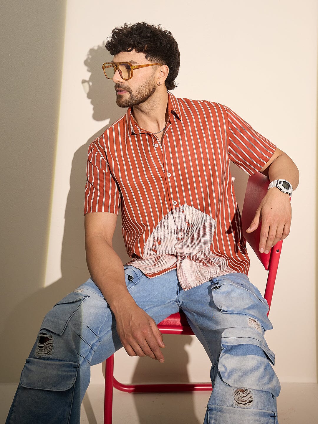 Rust Striped Nun Graphic Shirt - Image 3