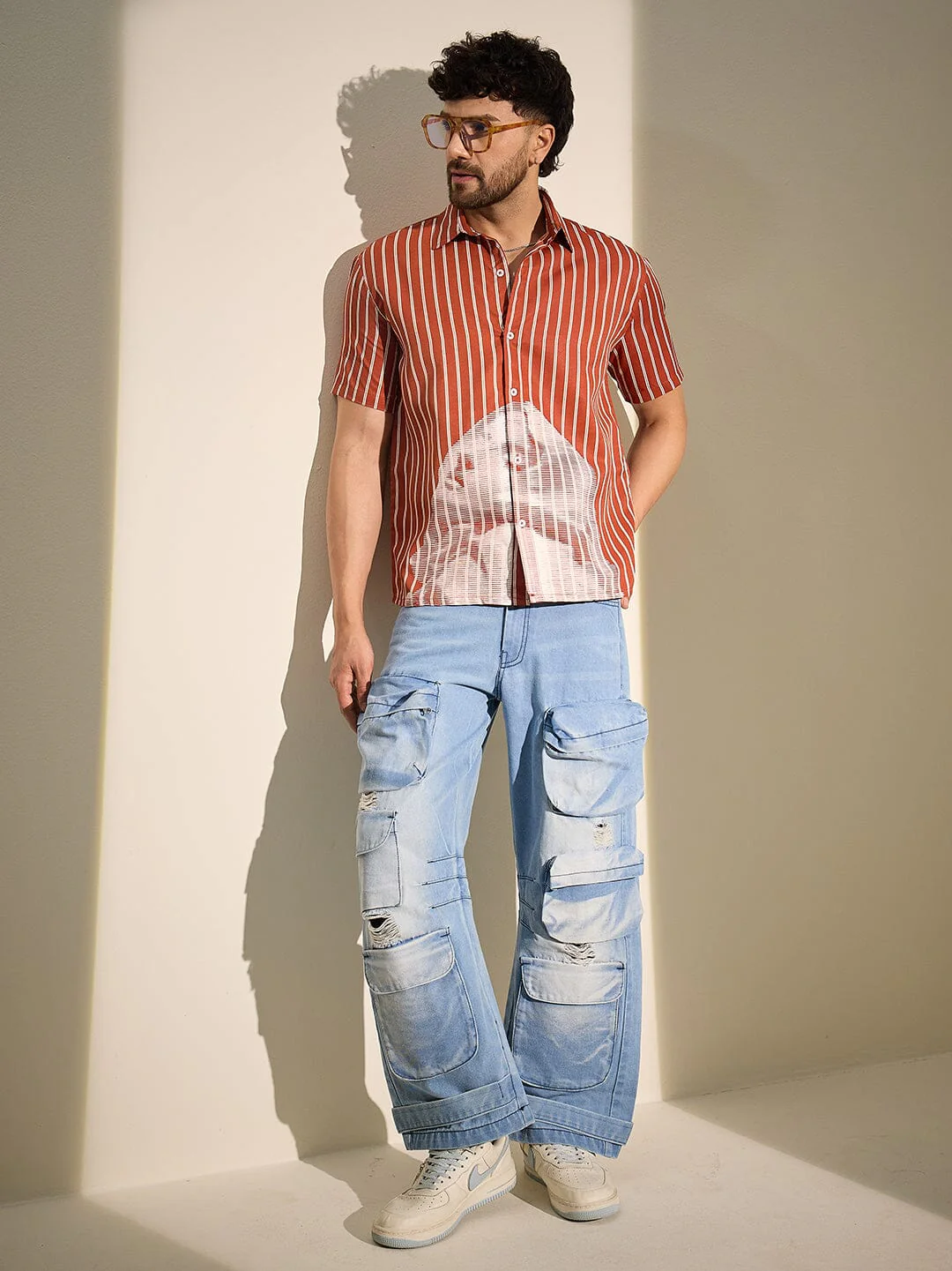 Rust Striped Nun Graphic Shirt - Image 4