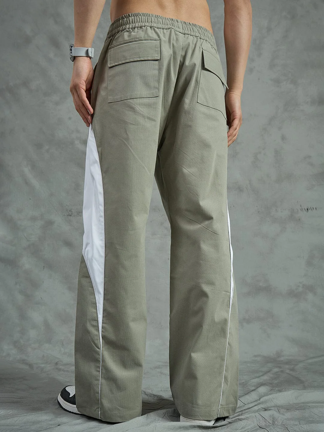 Sage Green Cut And Sew Trackpants - Image 4