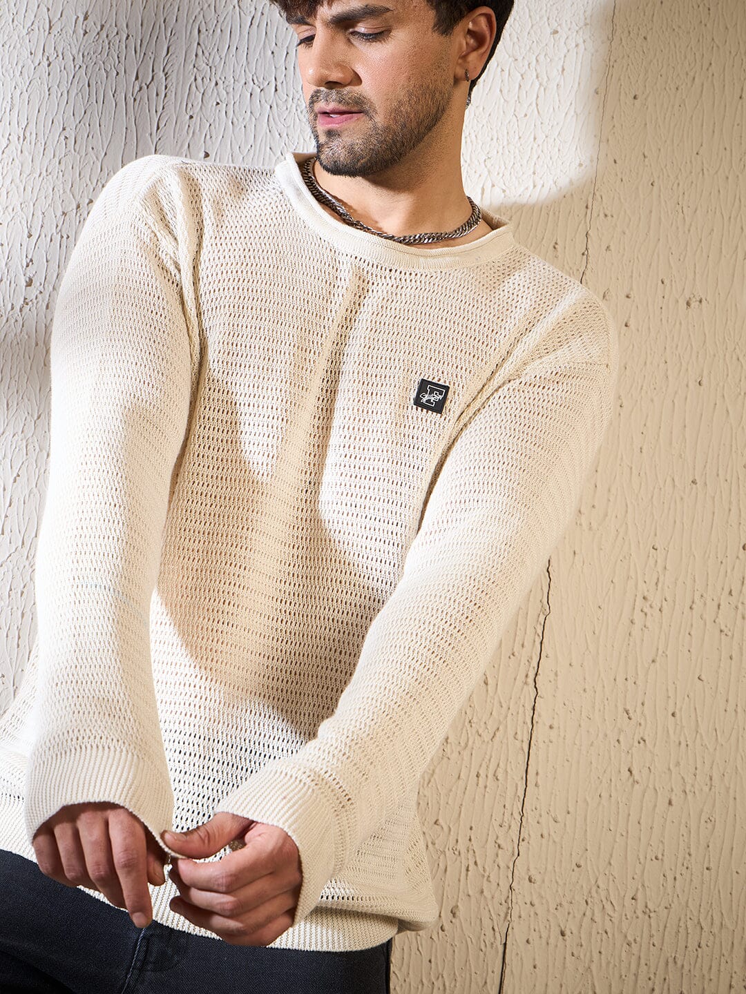 Sand Sheer Longsleeves Knitted Tshirt - Image 5