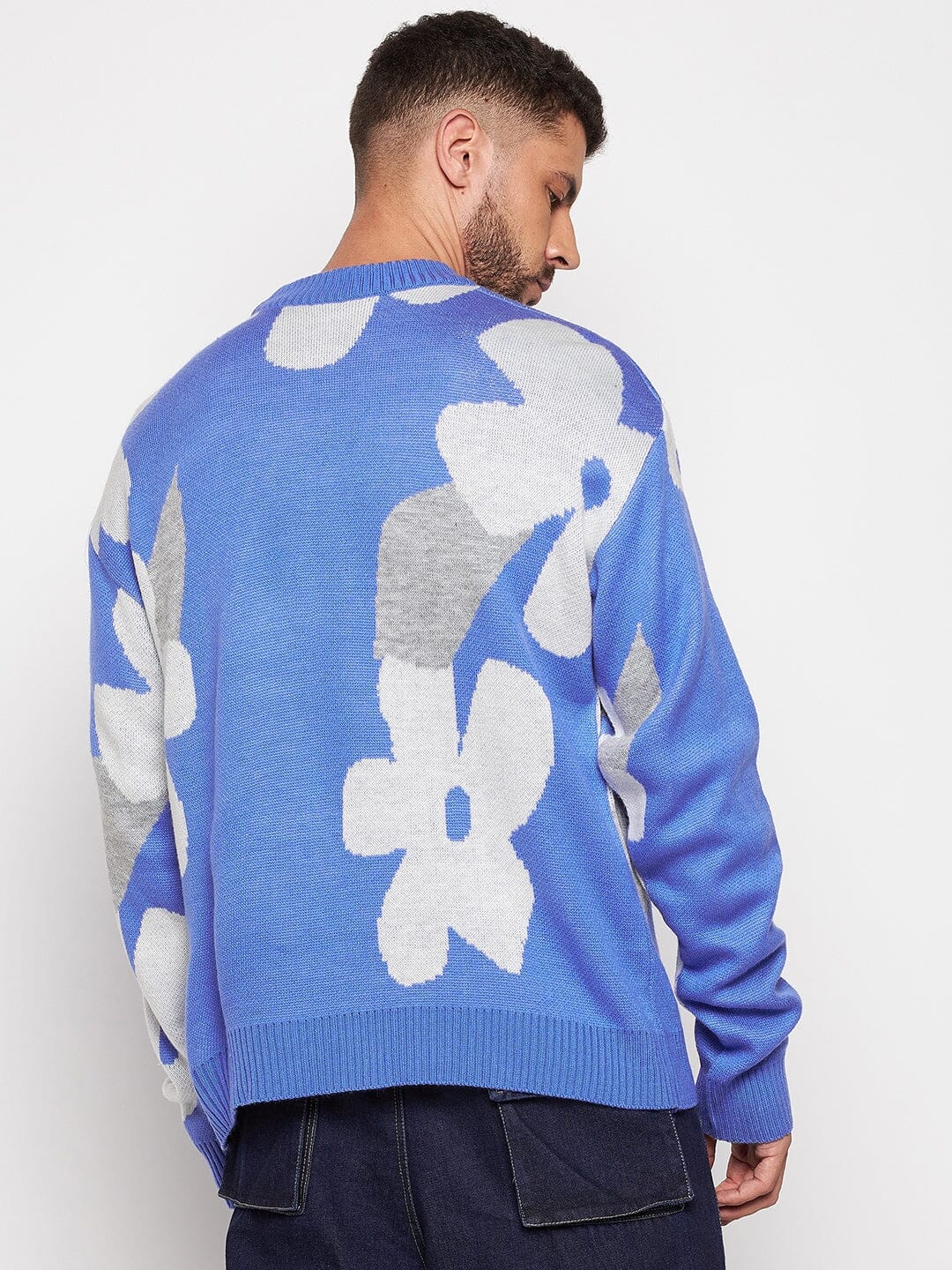 Sky Blue Floral Oversized Sweater - Image 5