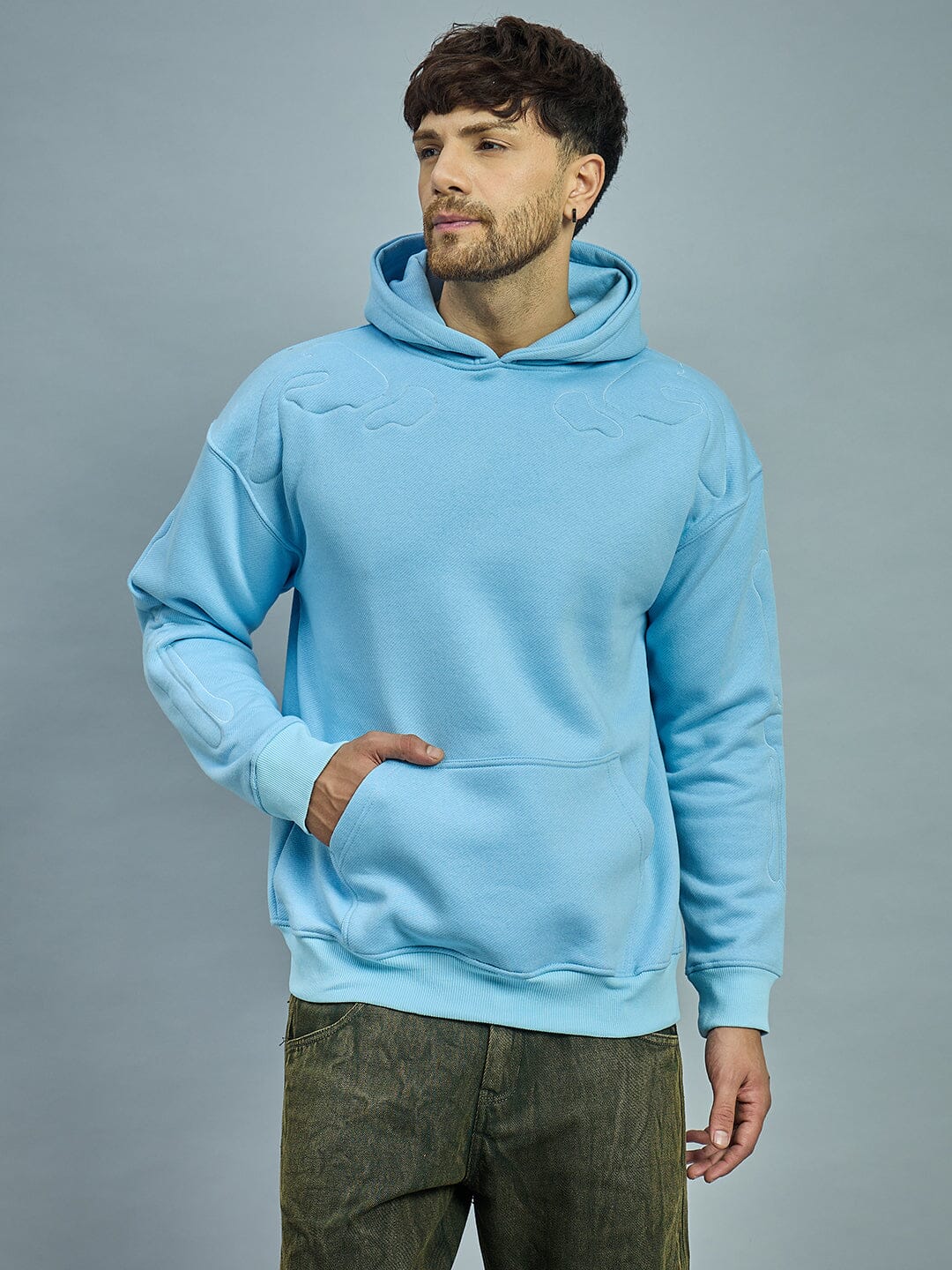 Sky Exoskeleton Quilted Oversized Hooded Sweatshirt - Image 3