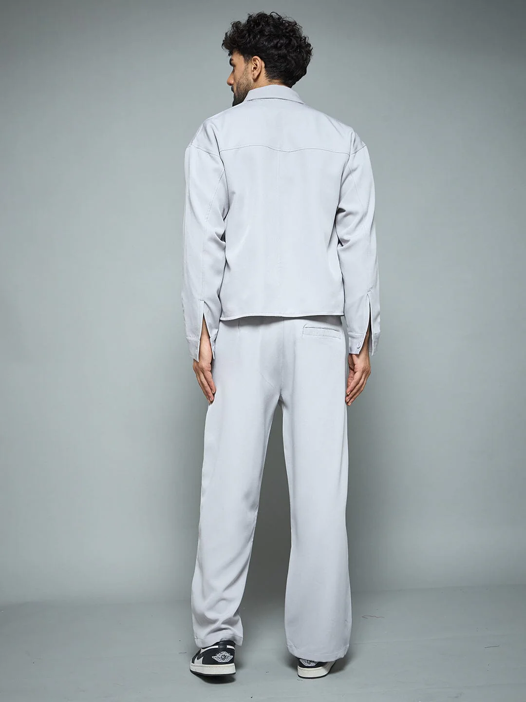 Silver Grey Minimalist Korean Clothing Set - Image 3