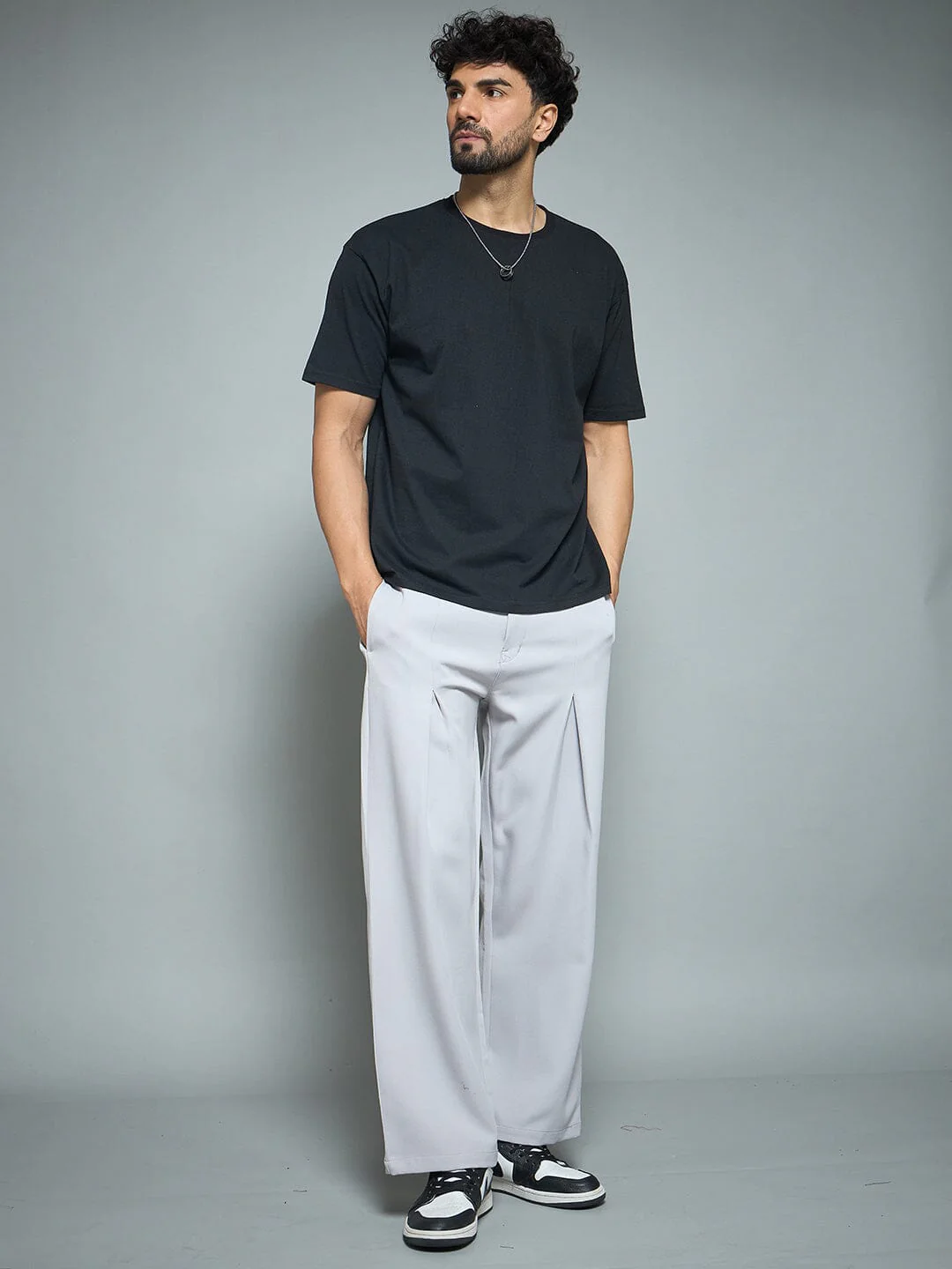 Silver Grey Pleated Korean Pants - Image 5