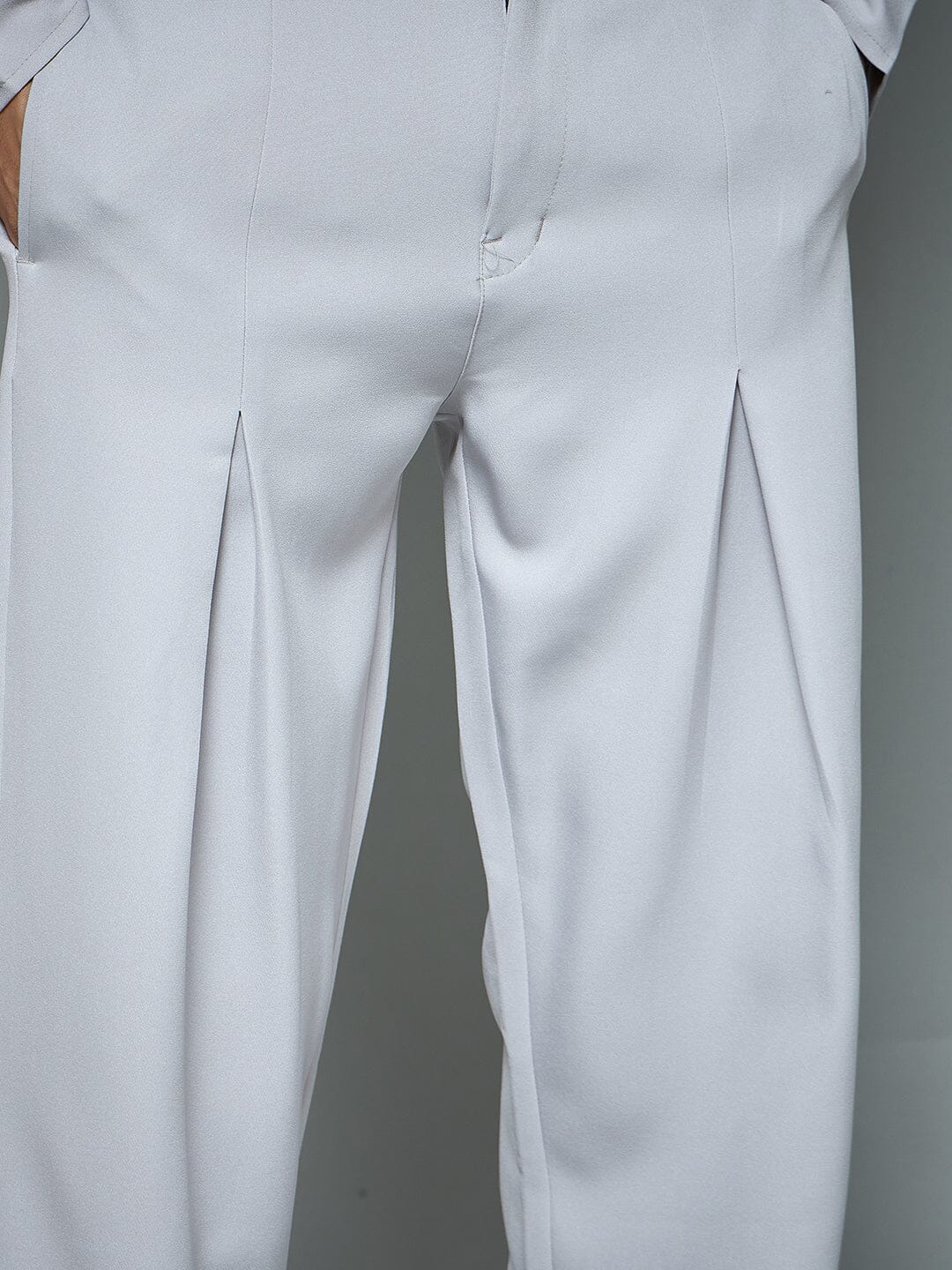 Silver Grey Pleated Korean Pants - Image 7